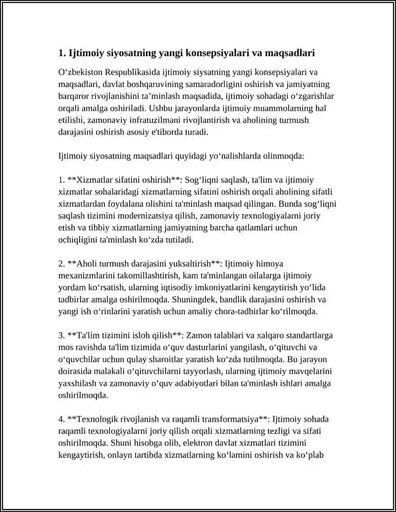 O'ZBEKISTONDA IJTIMOIY SOHADA AMALGA OSHIRILAYOTGAN O'ZGARISHLAR MAZMUN VA MOHIYATI 3