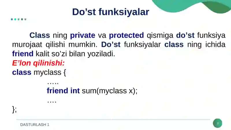 DO‘ST FUNKSIYA VA DO‘ST SINFLAR 3