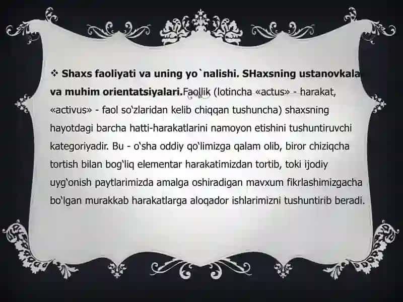 Shaxsiy faoliyat 3