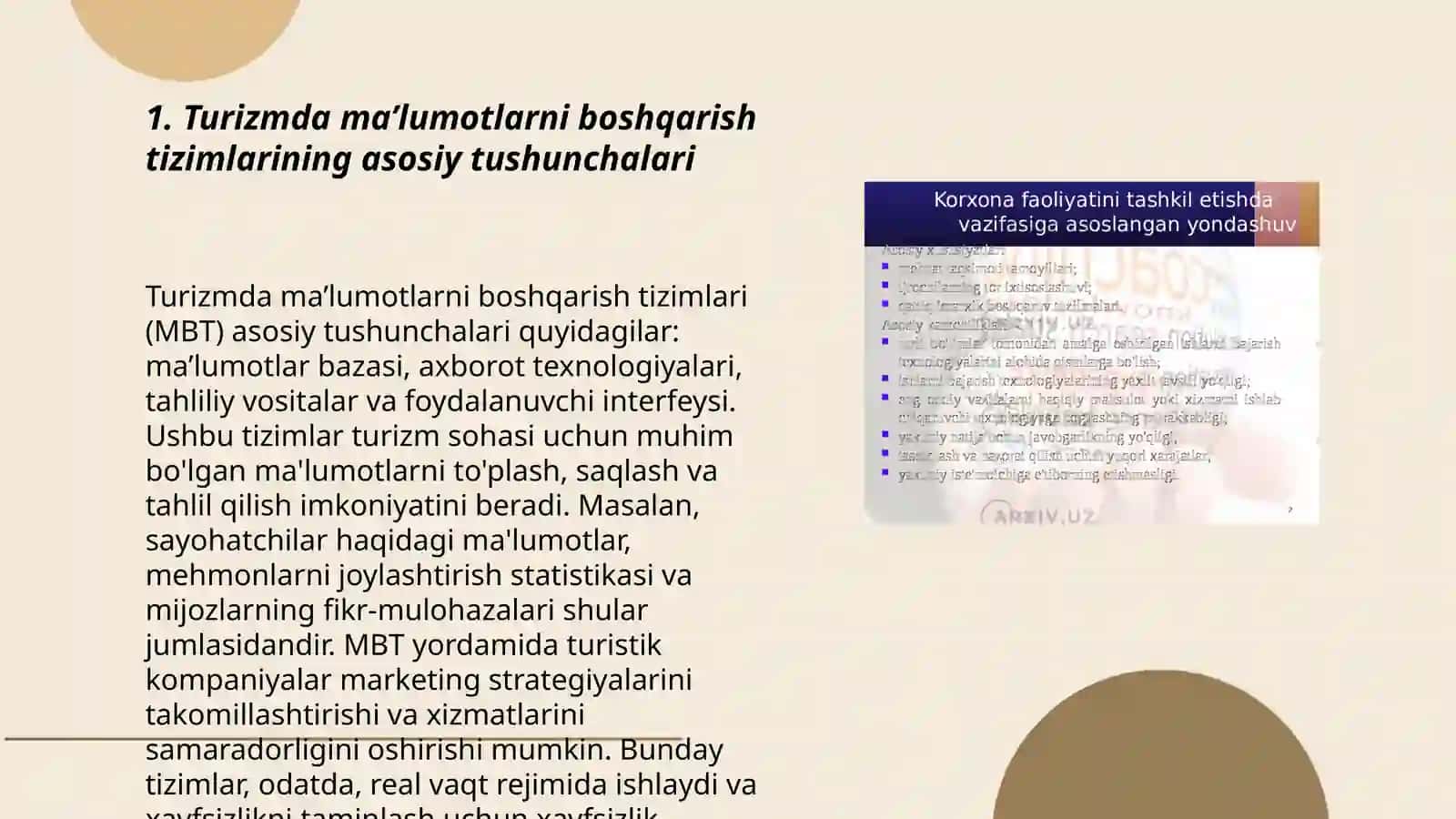 Turizmda ma’lumotlarni boshqarish tizimlari 3