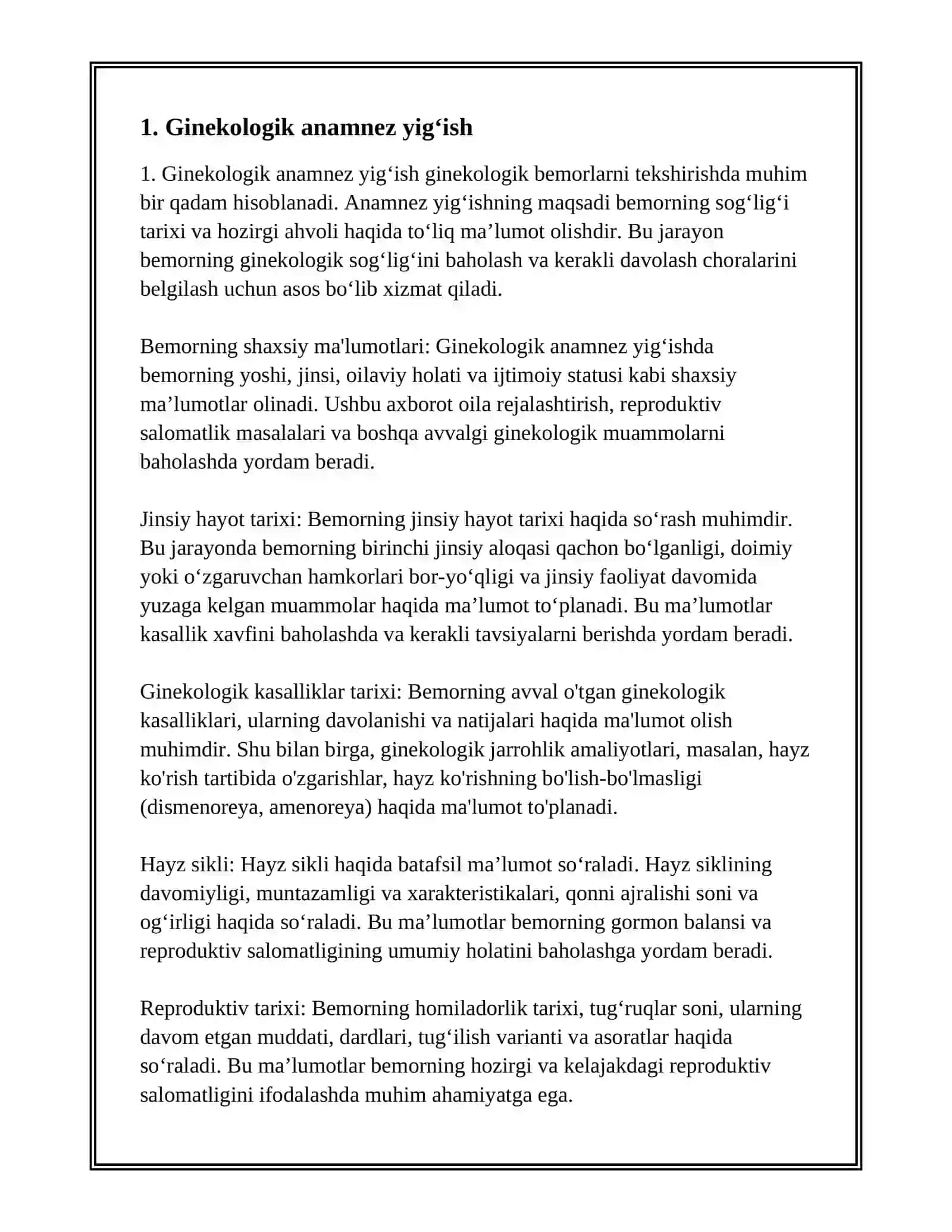 GINIKALOGIK BEMORLARNI TEKSHIRISH USULLARI 3