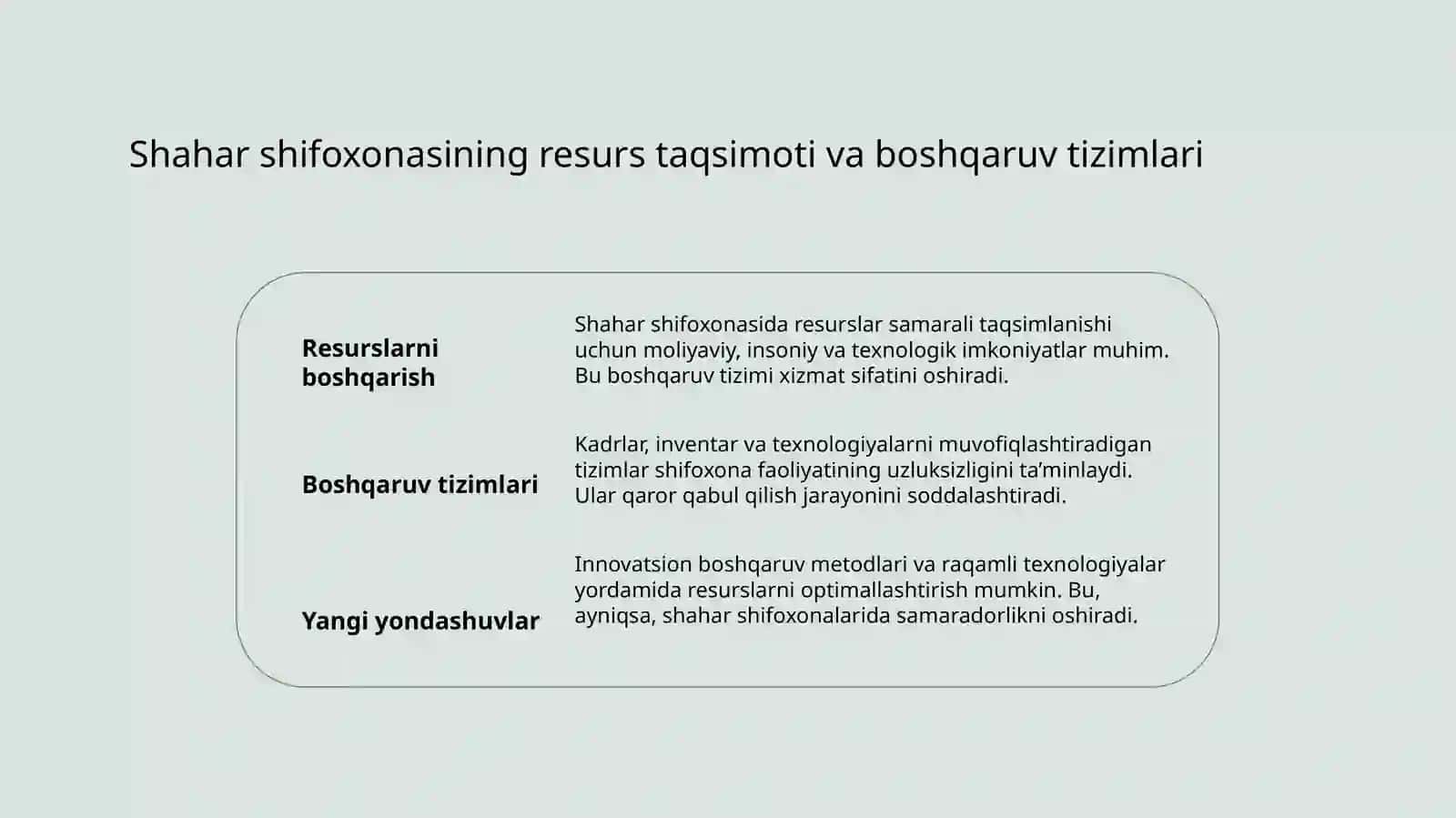 Shahar shifoxonasini boshqarish va resurslarni taqsimlash strategiyasilari 3