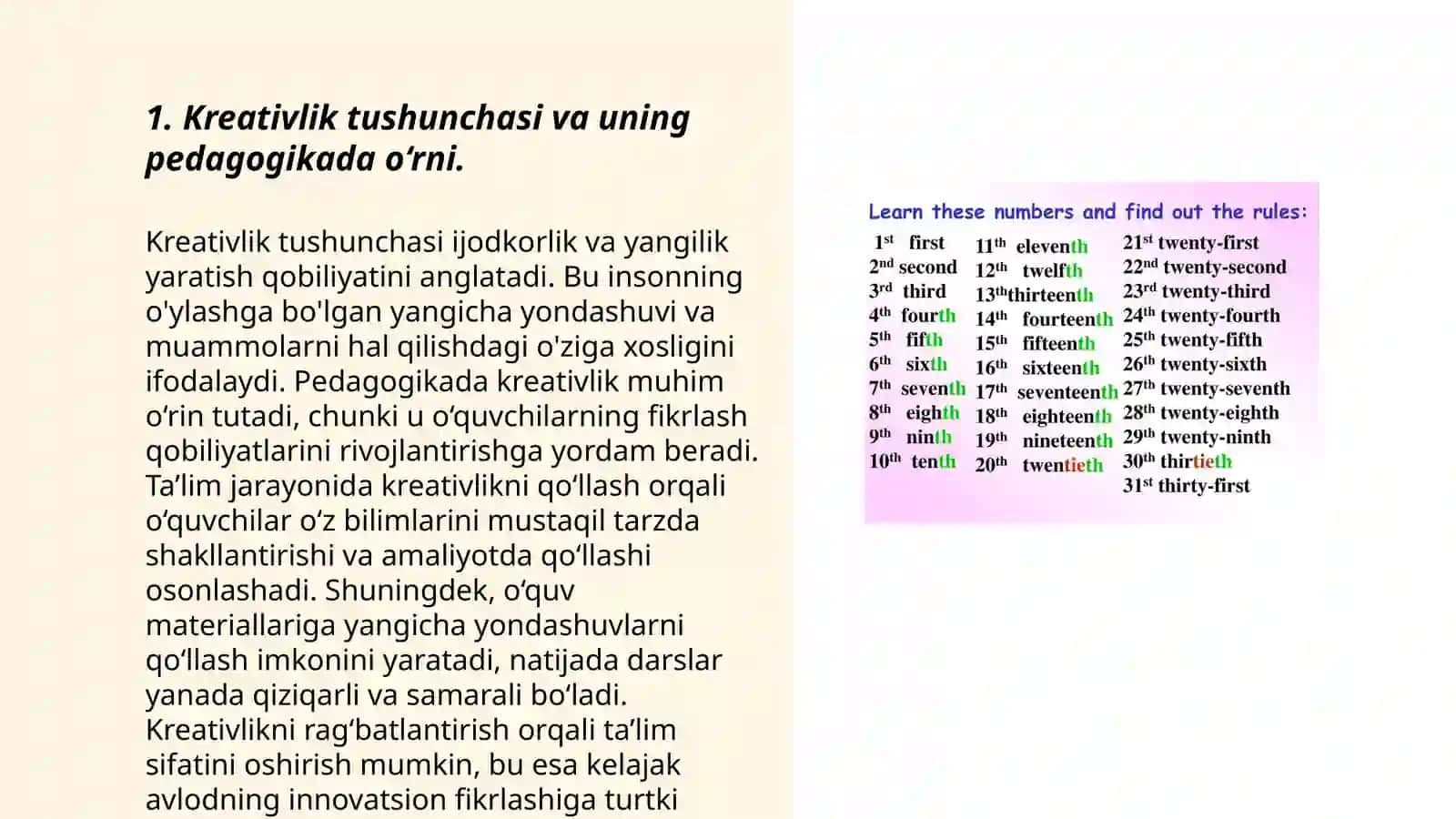 Pedagoglarning kreativlik imkonini aniqlovchi mezonlar va ularning darajalari 3