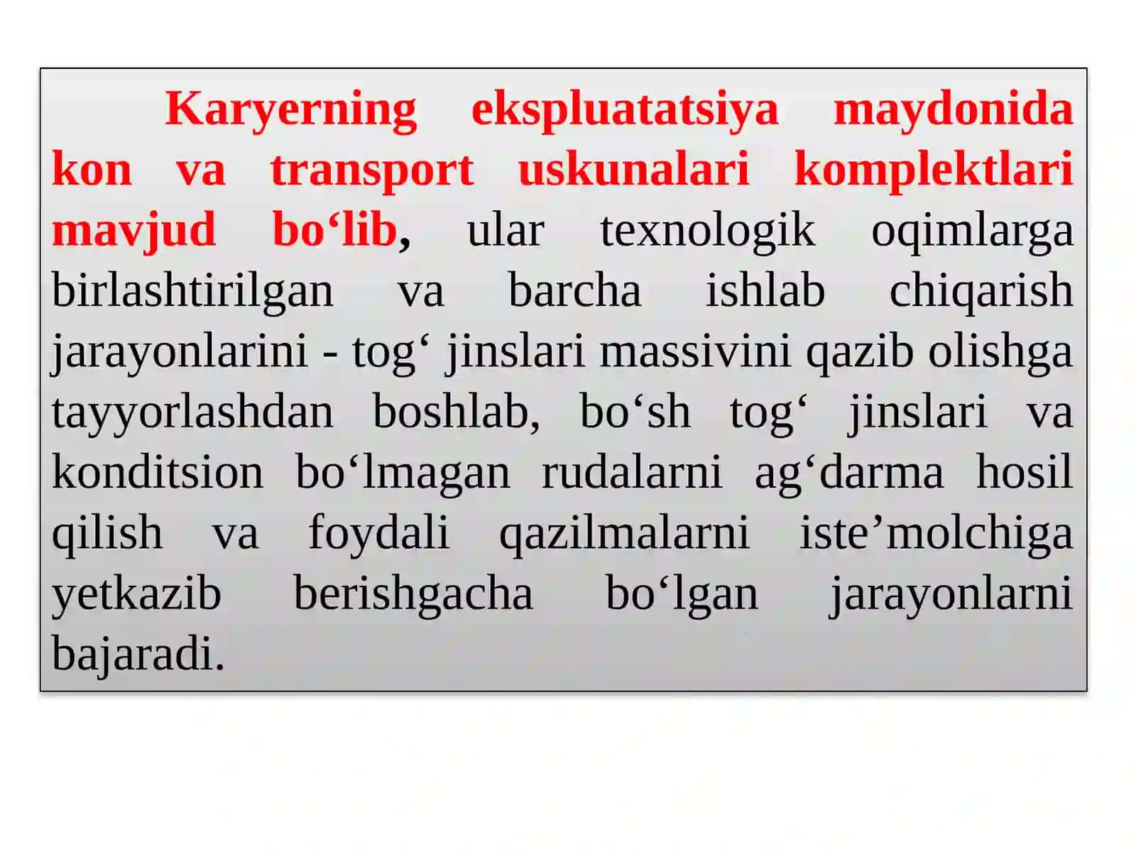 Konmassasini qazib olish texnologiyasi va mexanik cho'michli hamda rag'laynlar kavjoylarining parametrlari 3