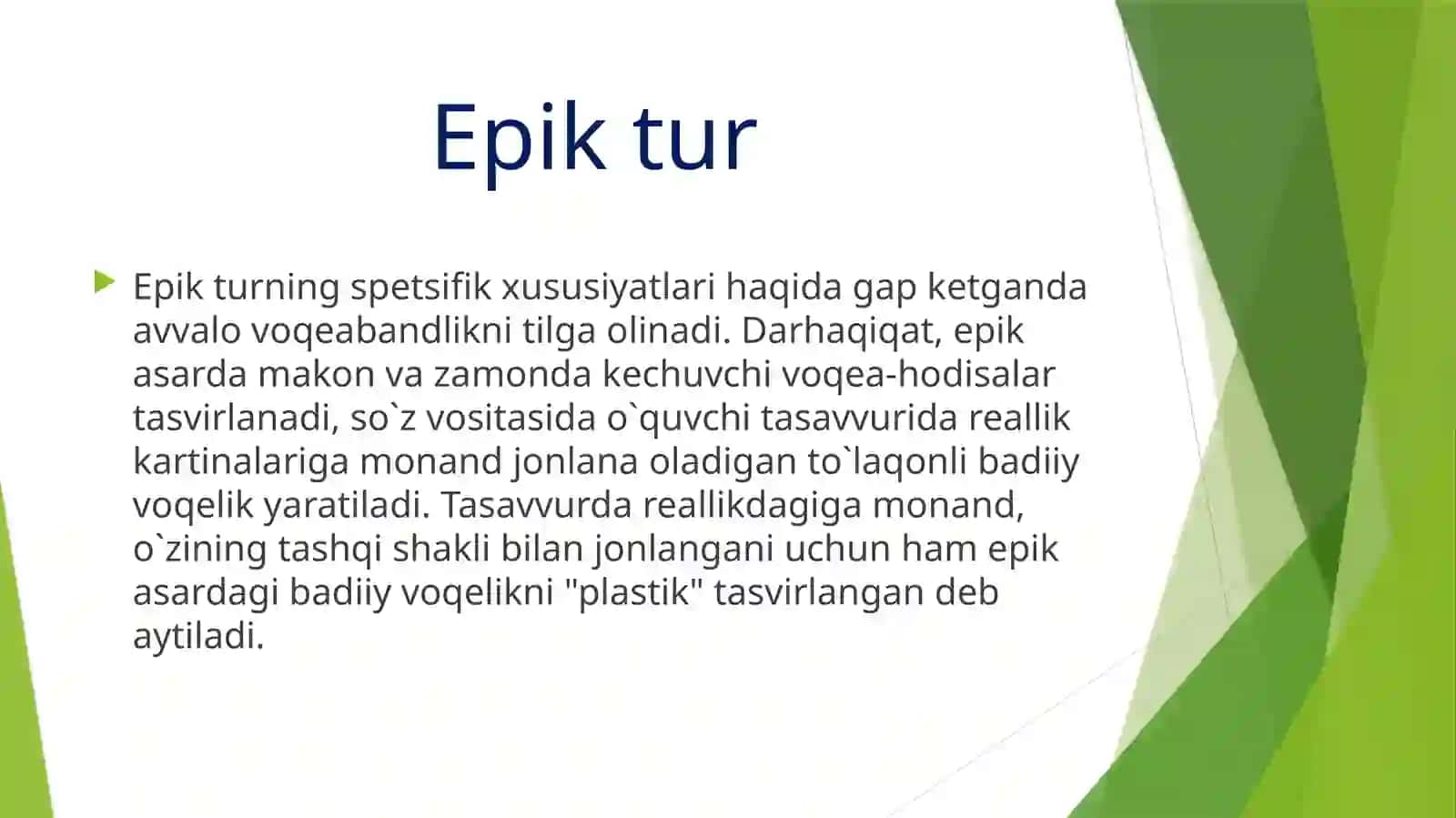 Adabiy turlar va janrlar. Epik tur, lirik tur, dramatik tur 3