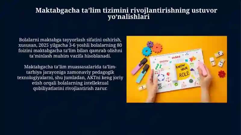 Maktabgacha taʼlim tizimini rivojlantirishning ustuvor yoʻnalishlari 3