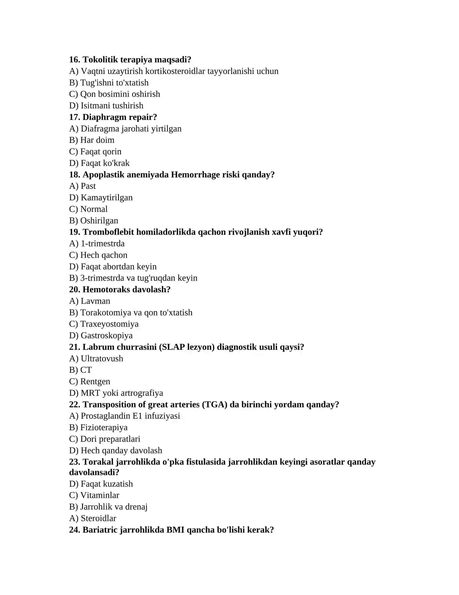 Tibbiyot mutaxassisligi testi 3