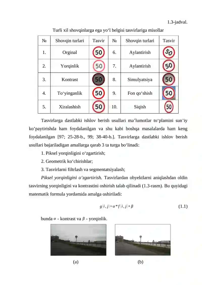 Yo‘l sahnasi tasvirlariga dastlabki ishlov berish usullari 3