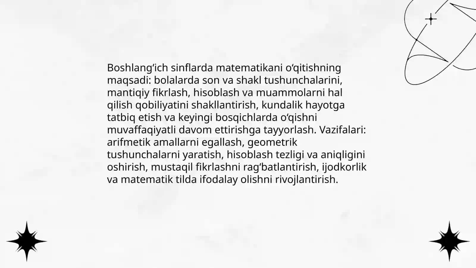 Boshlang'ich sinflarda matematikka o'qitishning umumiy masalalari 3