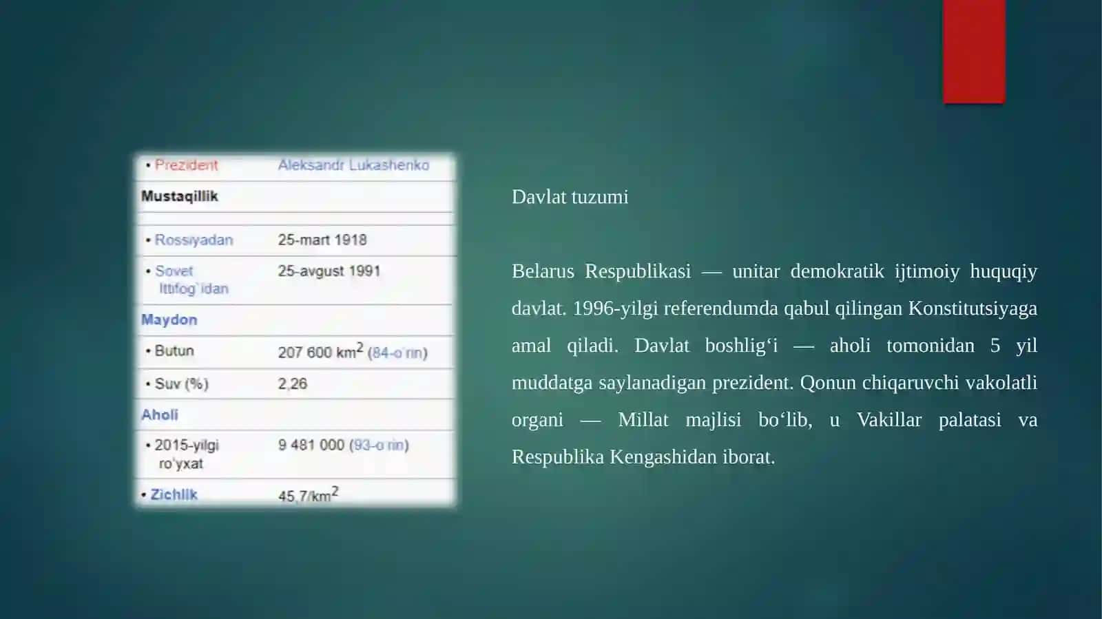 INVESTITSIYA BELORUSSIYA DAVLATI T A Q D I M O T 3