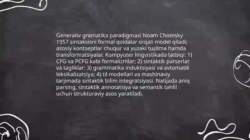 Lisoniy tadqiqotlarga xos paradigmalar. Kompyuter lingvistikasi 3