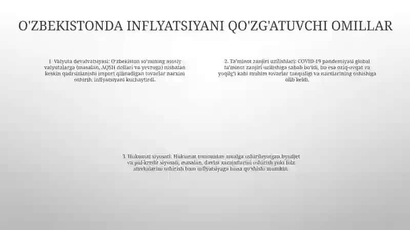 O‘zbekistonda inflyatsiya: Tahlil Tadqiqot 3