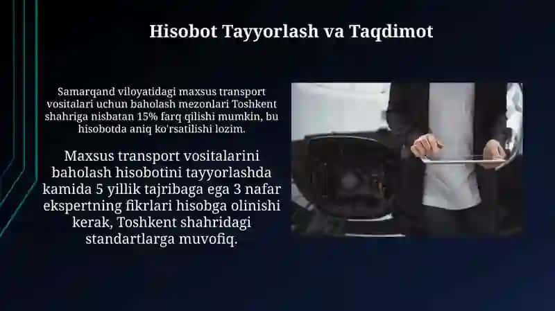 Maxsus Transport Vositalarini Baholash Xususiyatlari 3