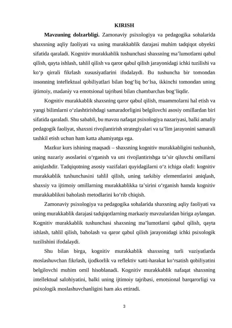 SHAXSNING KOGNITIV MURAKKABLIGI 3