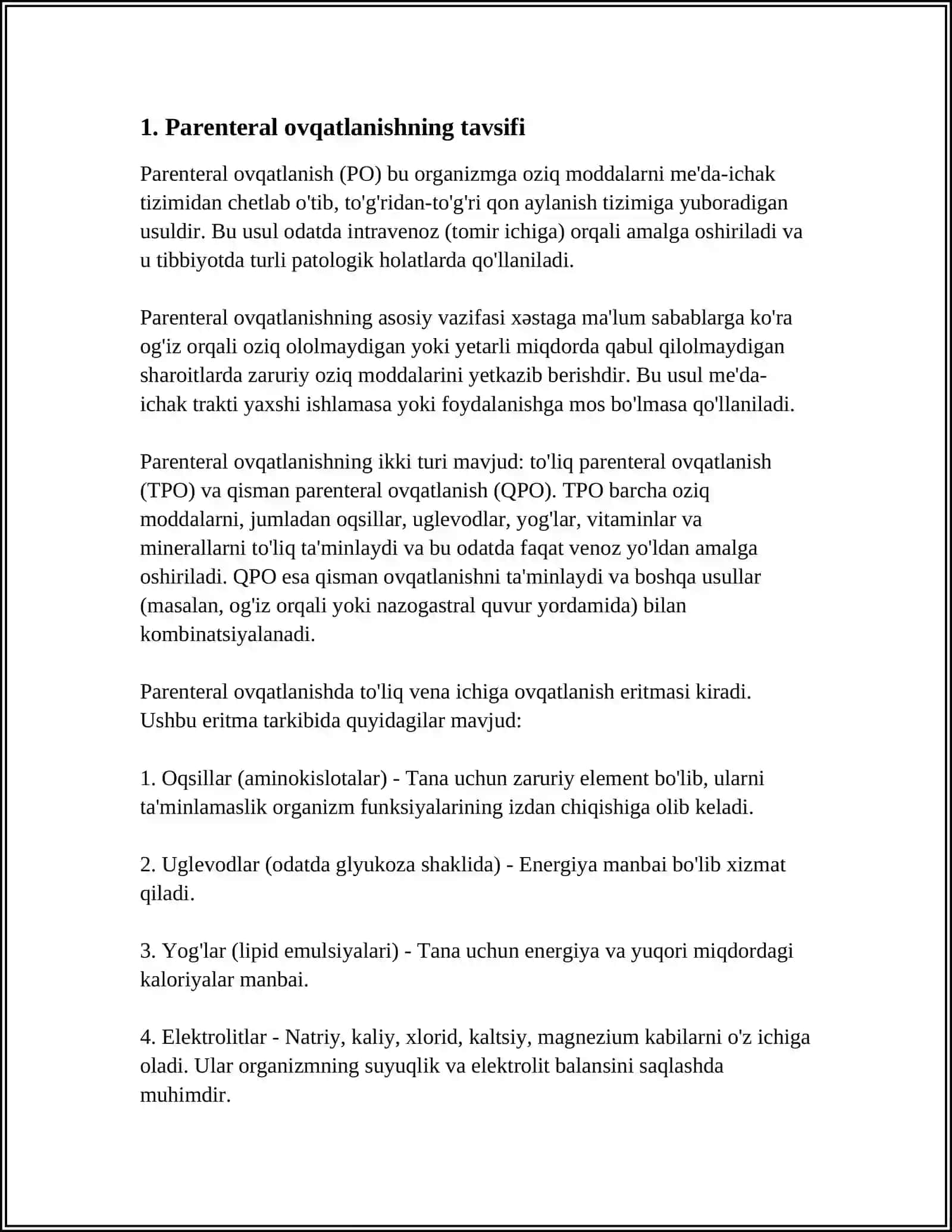 Parenteral ovqatlanish va uning klinik ahamiyati 3