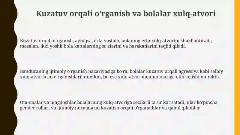 Kuzatuv orqali o'rganish va bolalar xulq-atvorini shakllantirish 3