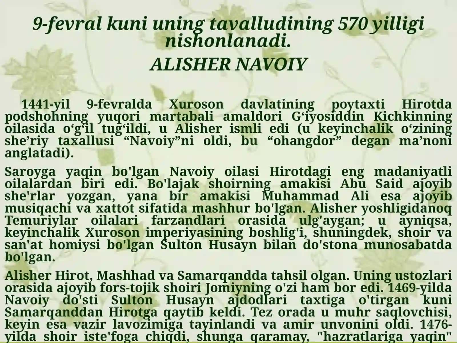 Alisher Navoiy –Sharqning buyuk shoiri 3