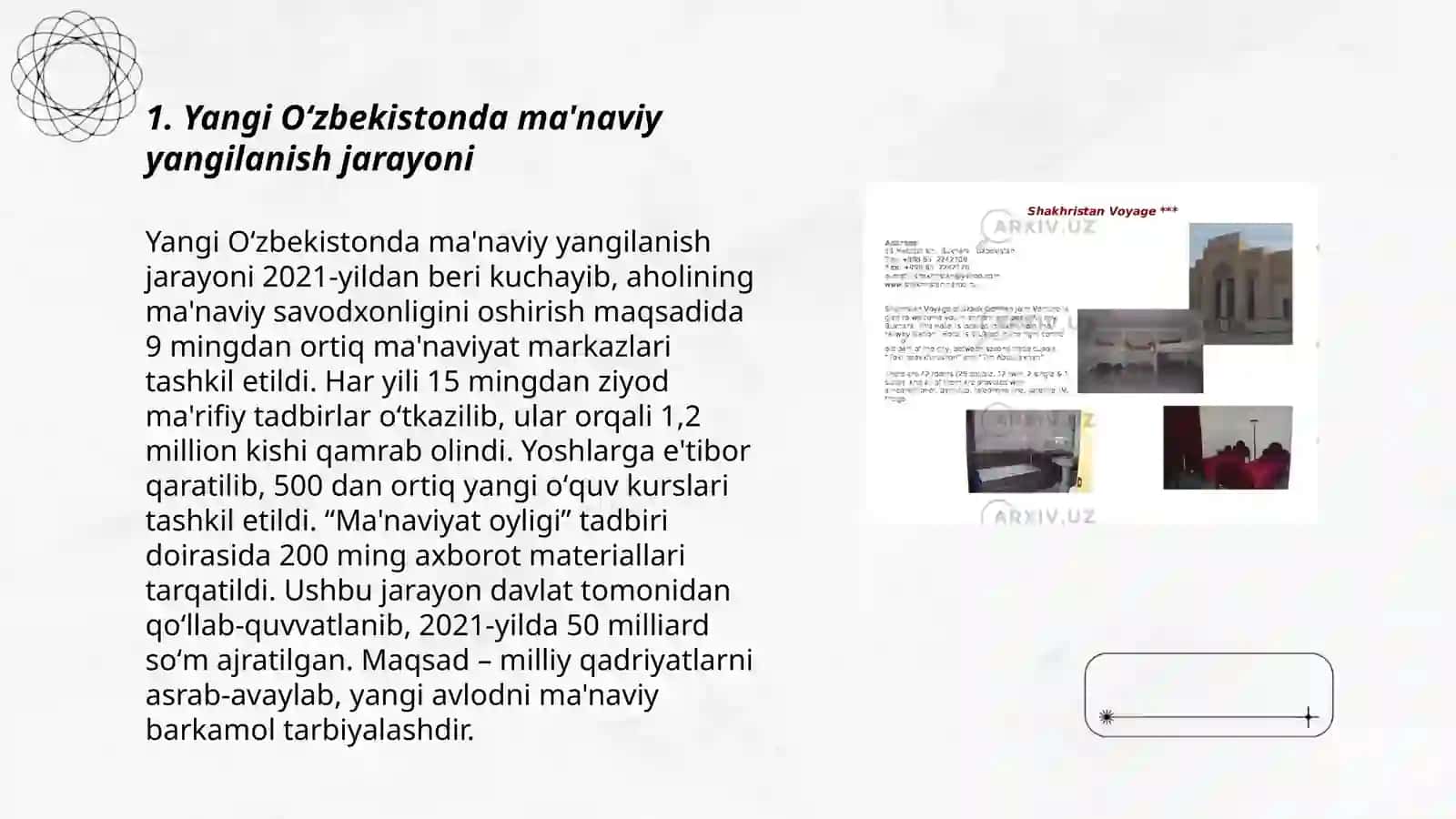 Yangi Oʻzbekistonda amalga oshirilayotgan ma'naviy oʻzgarishlar 3