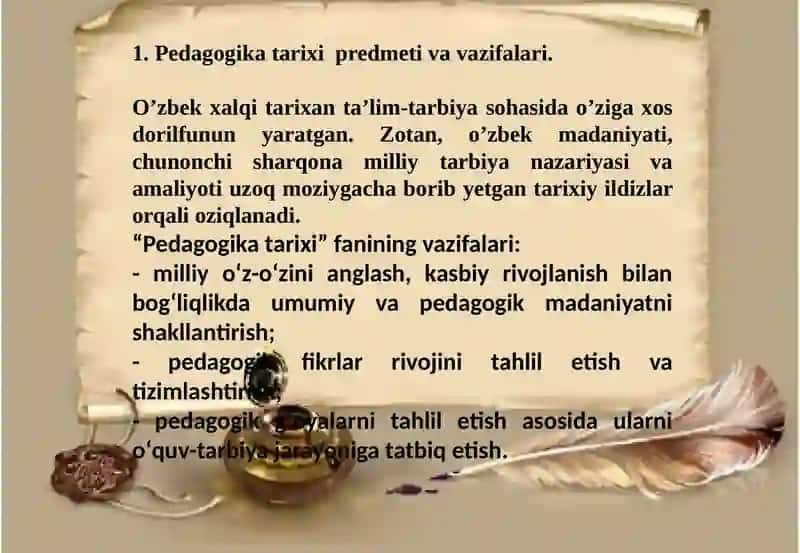 PEDAGOGIKA TARIXI FAN SIFATIDA.Ibtidoiyjamoadatarbiya.Eng qadimgi davrlardan VII asrgacha ta’lim-tarbiya va pedagogik fikrlar 3