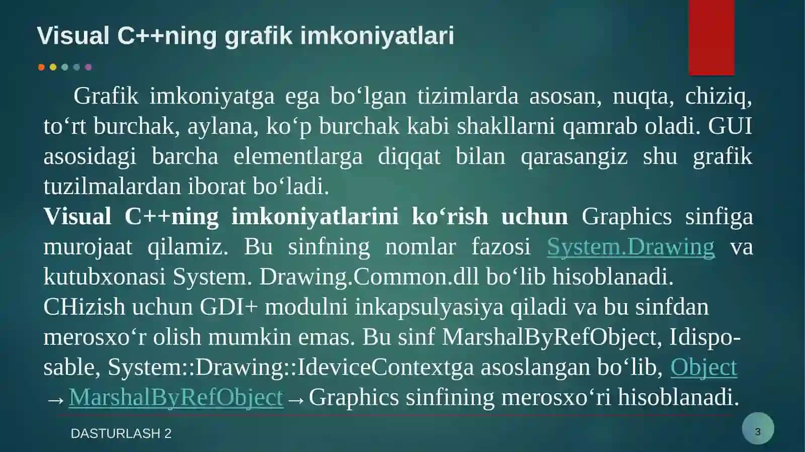 Visual C++ning grafik imkoniyatlari 3