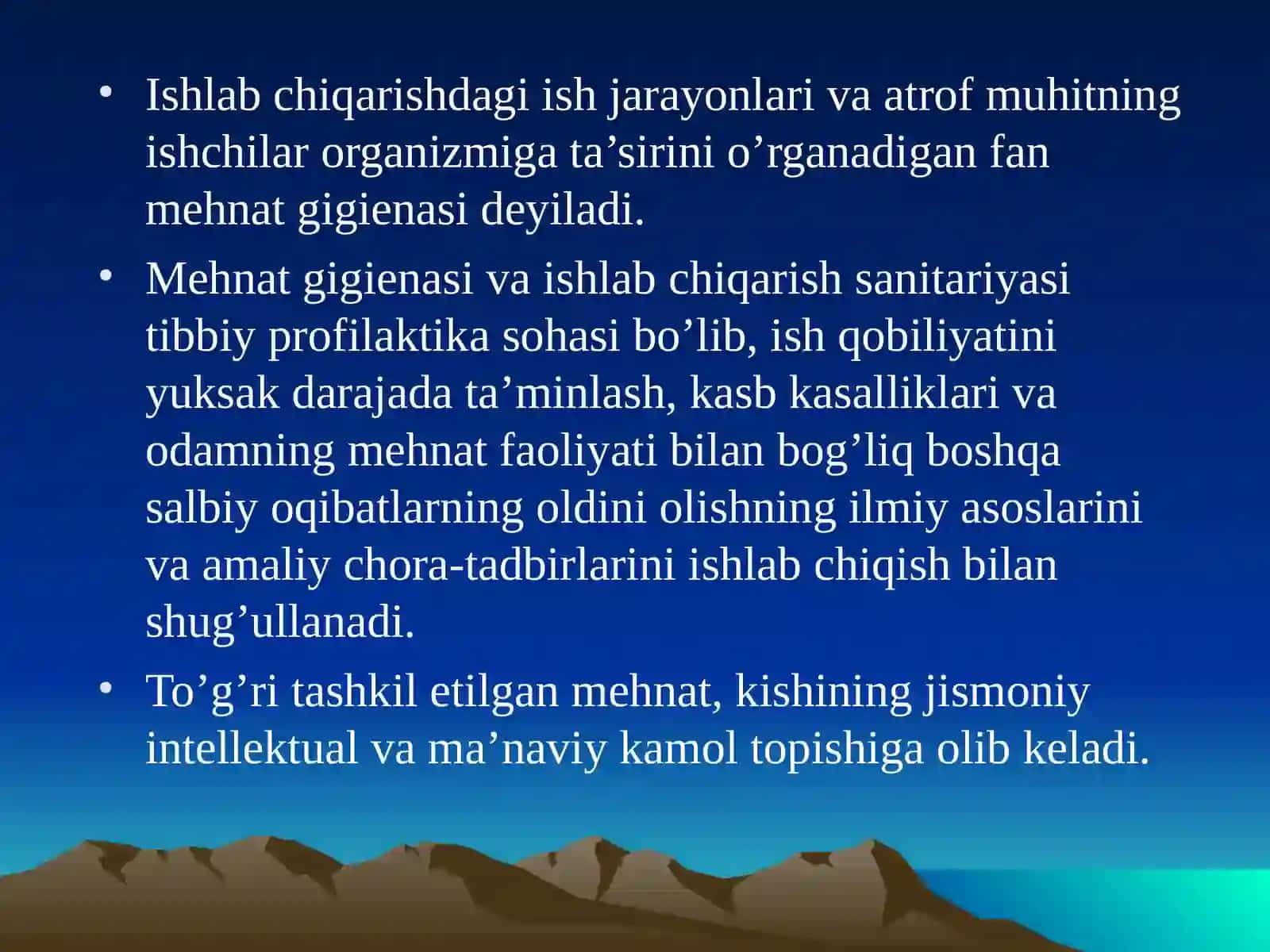 Ishlab chiqarishning sanitariyasi va gigienasi me`yorlari 3