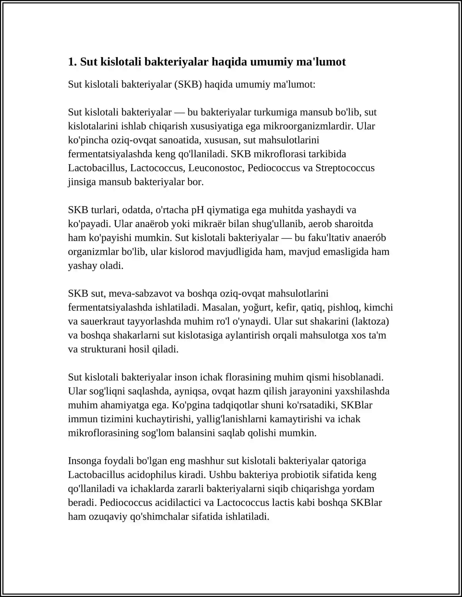SUT KISLOTALI BAKTERIYALARI ISHLAB CHIQARISHLARDA QOʻLLANILISHI 3