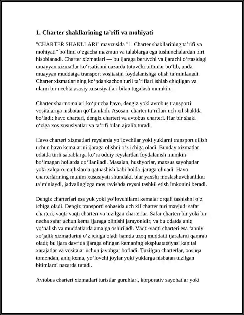 Charter Shartnomalari 3
