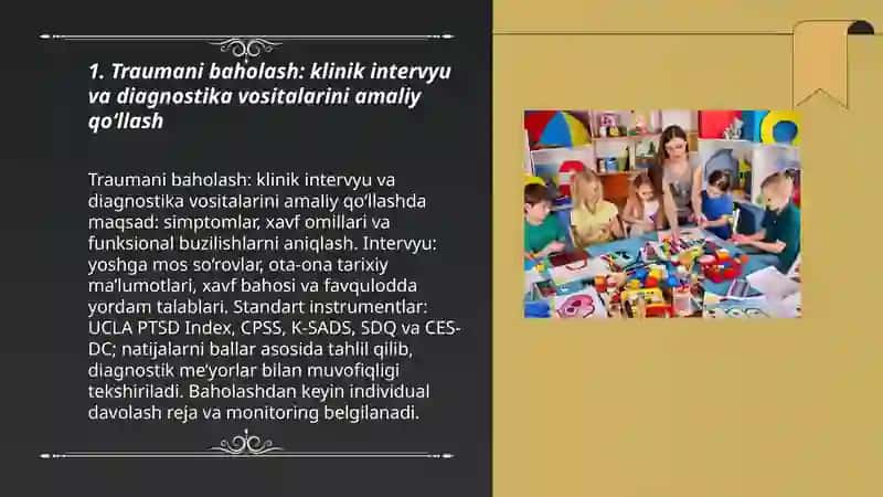Travma boshidan kechirgan bolalar bilan ishlash uslublarini amaliyotga yo‘naltirish 3