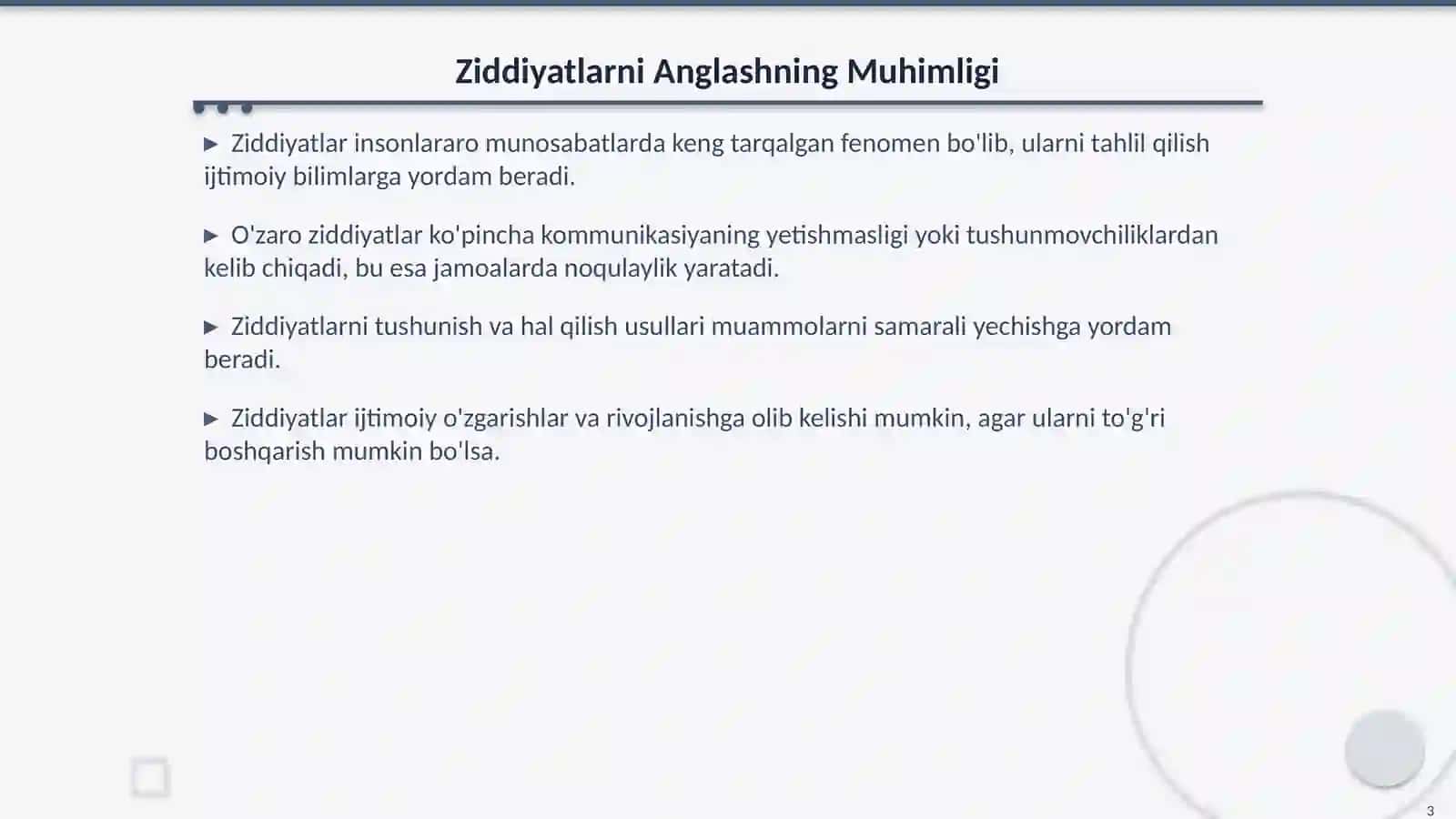 Ziddiyatni Yuzaga Keltiruvchi Vaziyatlar Tahlili 3