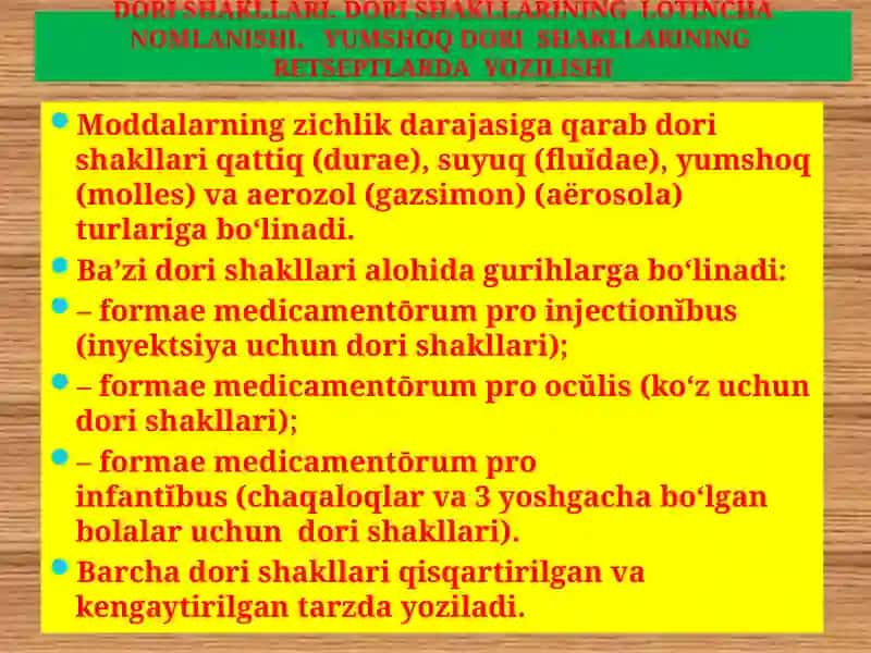 Dori Shakllari DORI SHAKLLARINING LOTINCHA NOMLANISHI.  QATTIQ VA YUMSHOQ DORI SHAKLLARINING  RETS 3