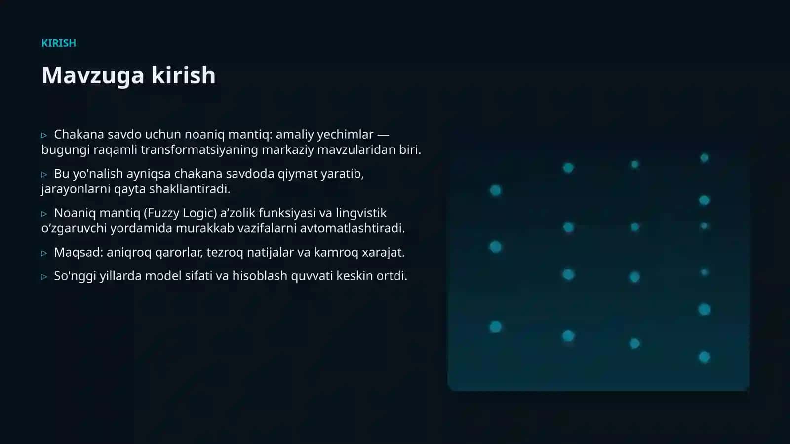 Chakana savdo uchun noaniq mantiq: amaliy yechimlar 3