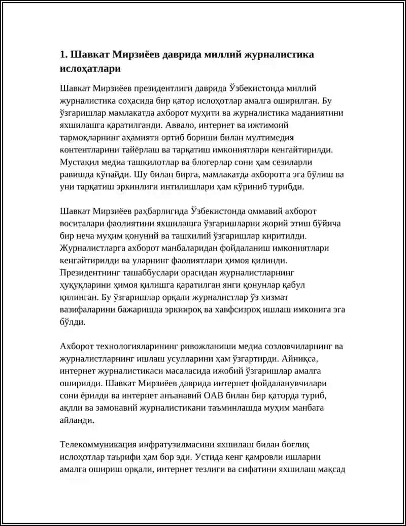 УЗБЕКИСТОН ПРЕЗИДЕНТИ ШАВКАТ МИРЗИЁЙЕВ МИЛЛИЙ ЖУРНАЛИСТИКА МУАМОЛАРИ 3