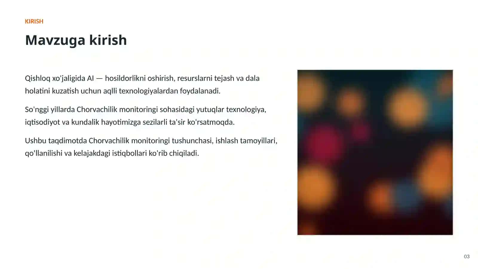 SUN'IY INTELLEKT • AI QISHLOQ XO'JALIGIDA 3