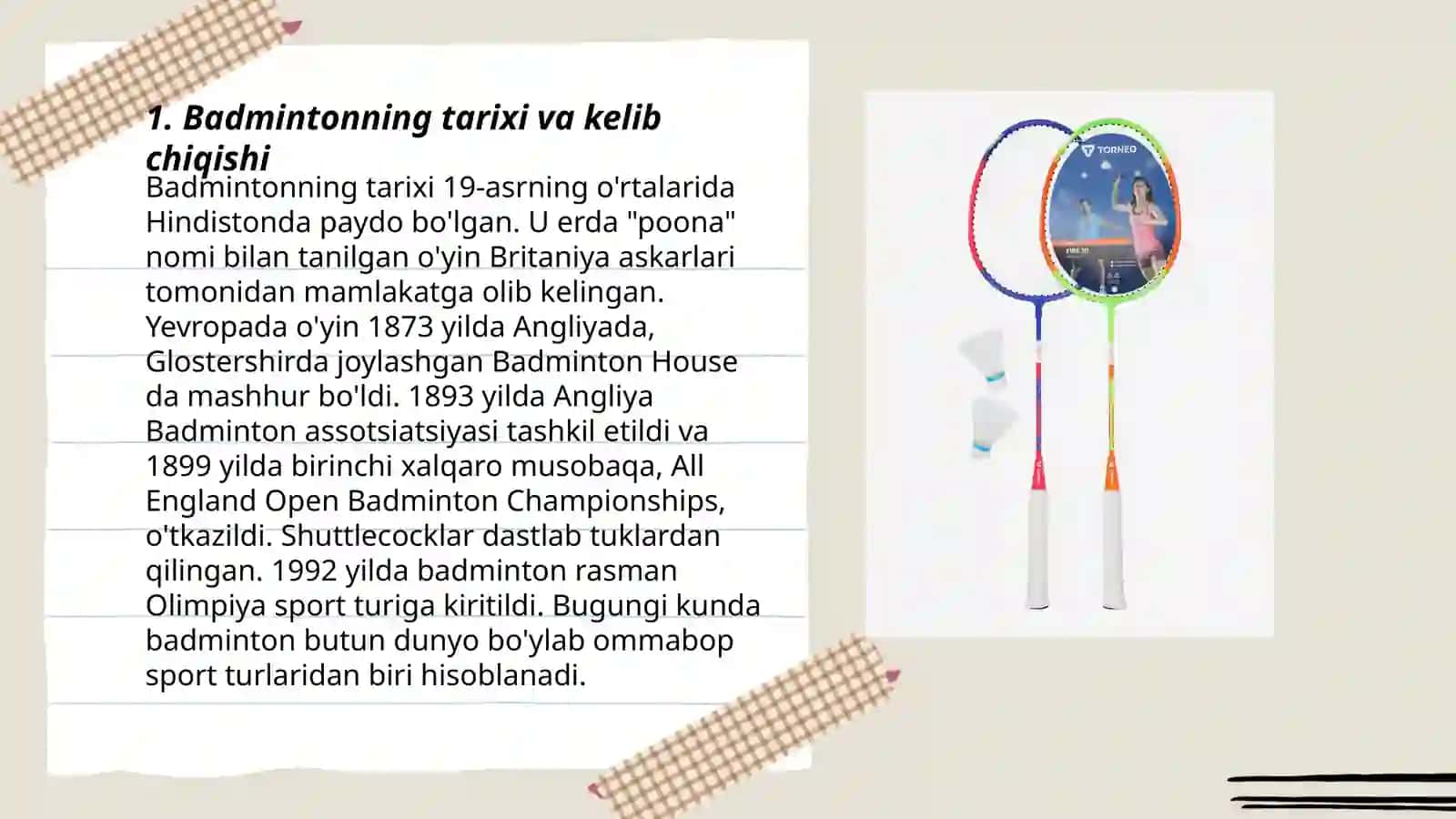 Badmintonning tarixi va kelib chiqishi 3