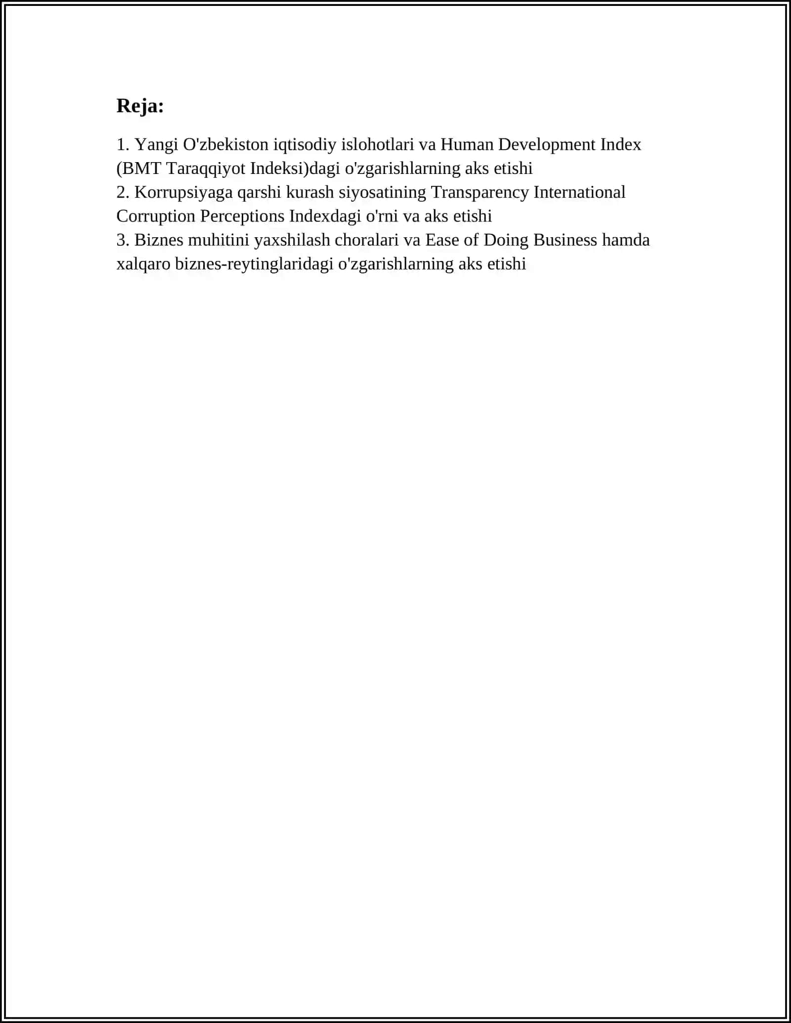 YANGI O'ZBEKISTON IQTISODIY ISLOHOTLARI VA HUMAN DEVELOPMENT INDEX 3