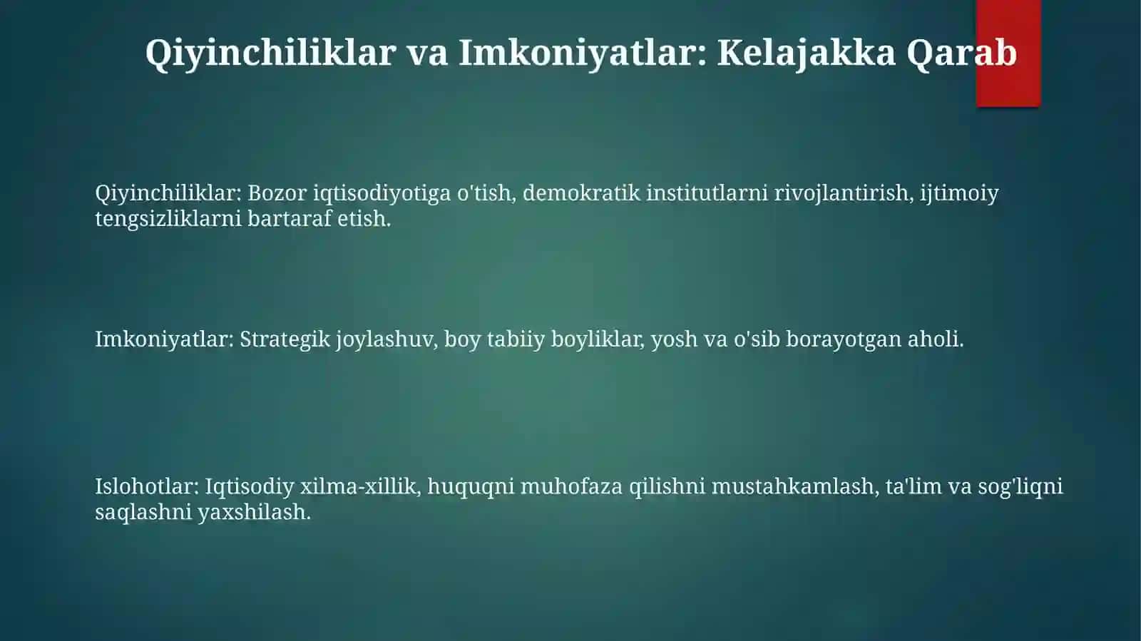Yangi O'zbekiston Reformalari: O'zgarish Safar 3