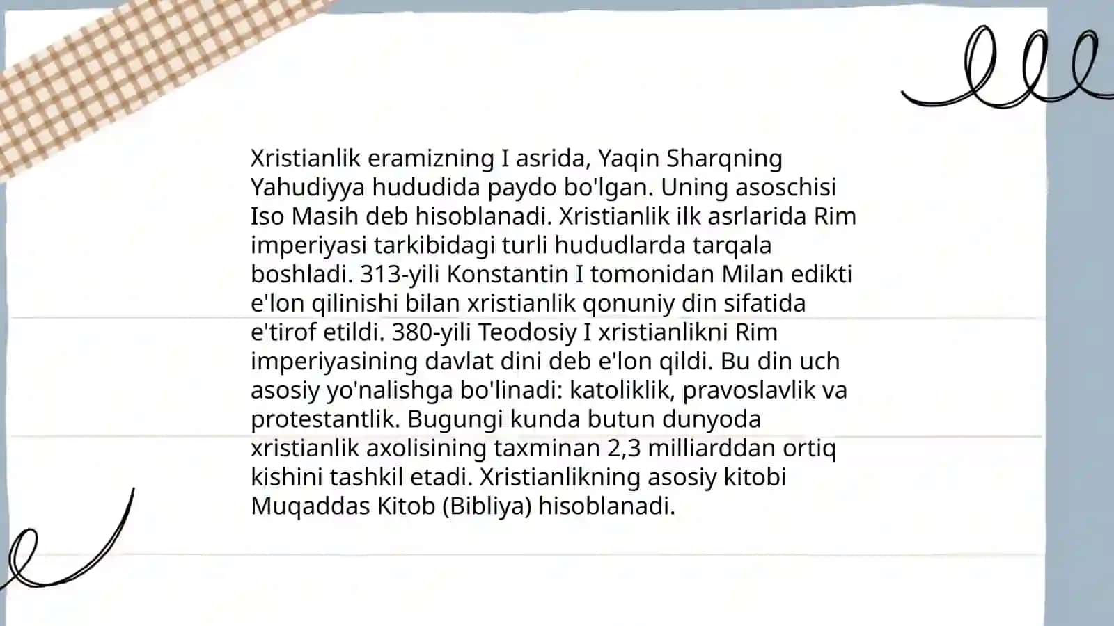 Xristian dini tarixi va asosiy gʻoyalari 3
