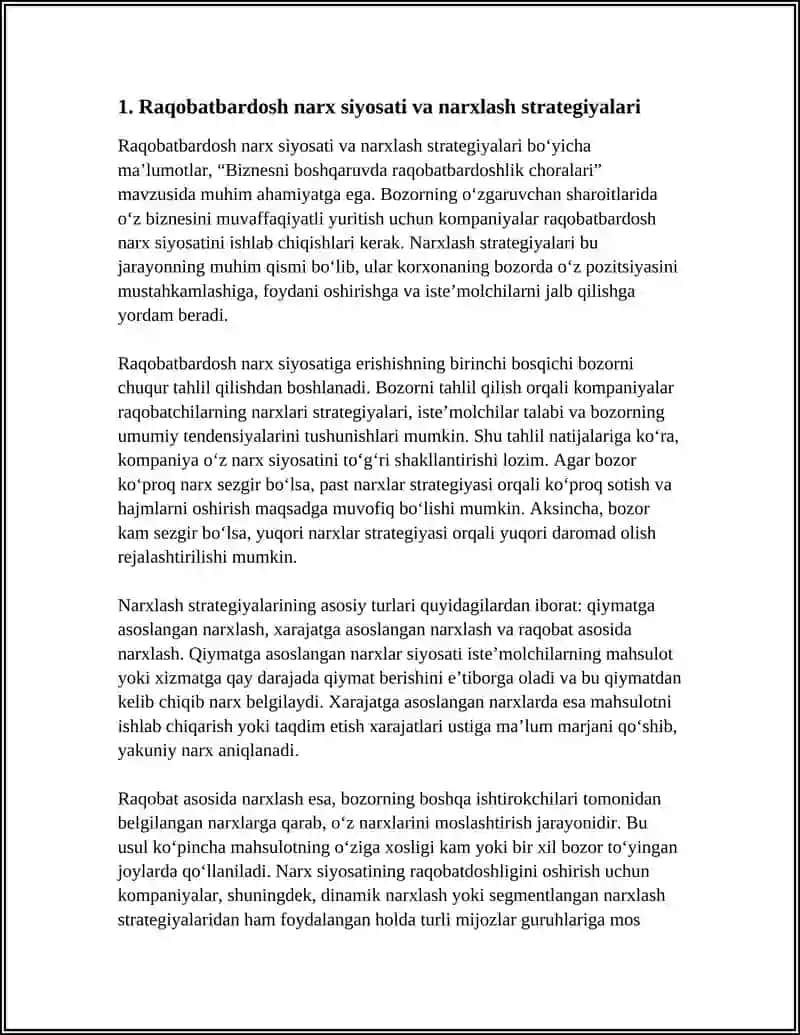 BIZNESNI BOSHQARUVDA RAQOBATBARDOSHLIK CHORALARI 3