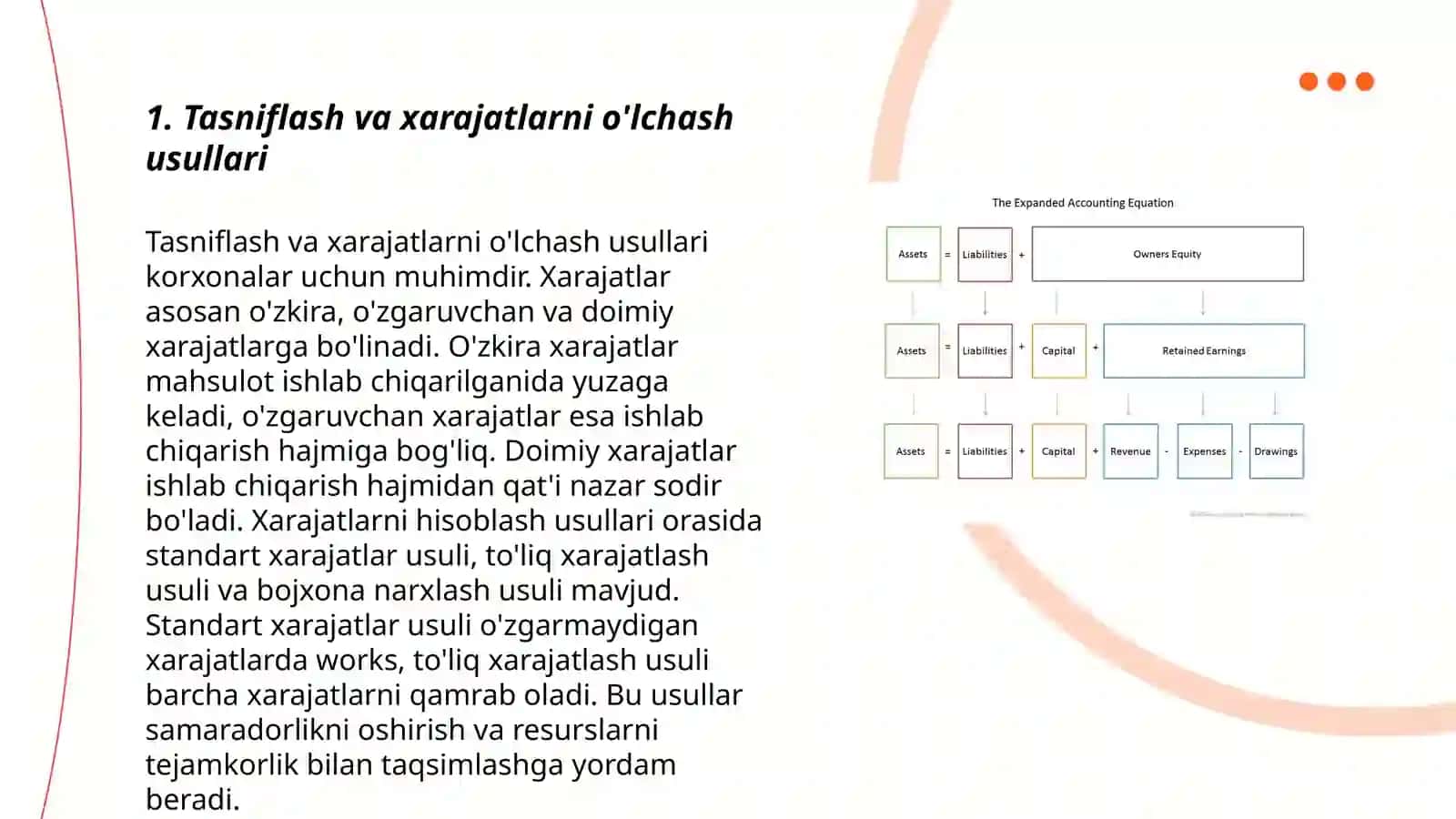 Tasniflash va xarajatlarni hisobga olish 3