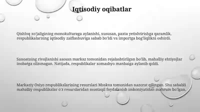 Orta Osiyoning Iqtisodiy va Ijtimoiy Siyosiy Vamanaviy Oqibatlari 3