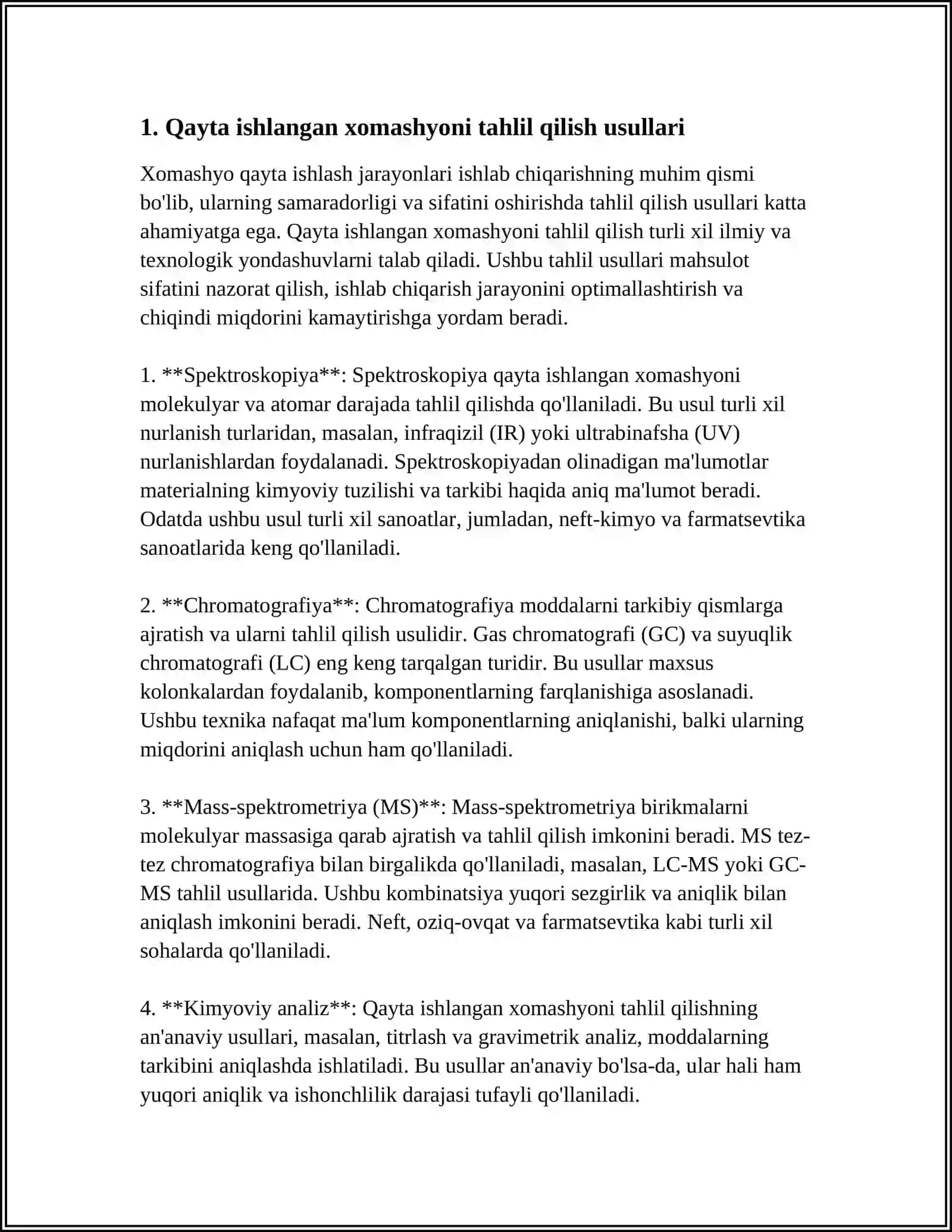 HO‘L VA QAYTA ISHLANGAN XOMASHYO VA MAHSULOTLARNI TAHLIL QIILISH 3