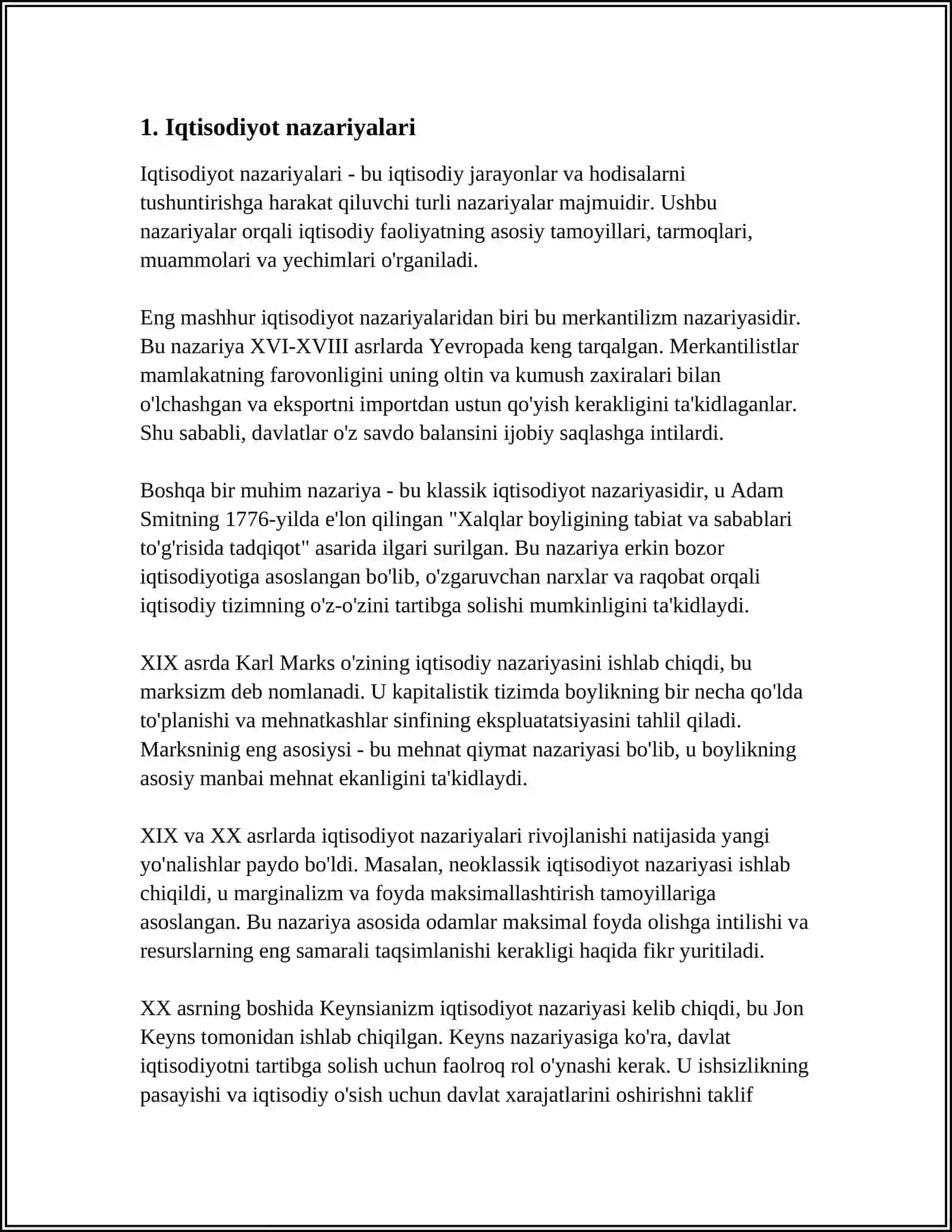 IQTISODIYOT, BOZOR, IQTISODIY SIYOSAT, IQTISODIY SIYOSAT ASOSLARI VA TARKIBI, IQTISODIY SIYOSATNI ISHLAB CHIQISHDA VOSITALAR HAMDA CHEKLOVLAR, 2024-2025-o'quv yili 3