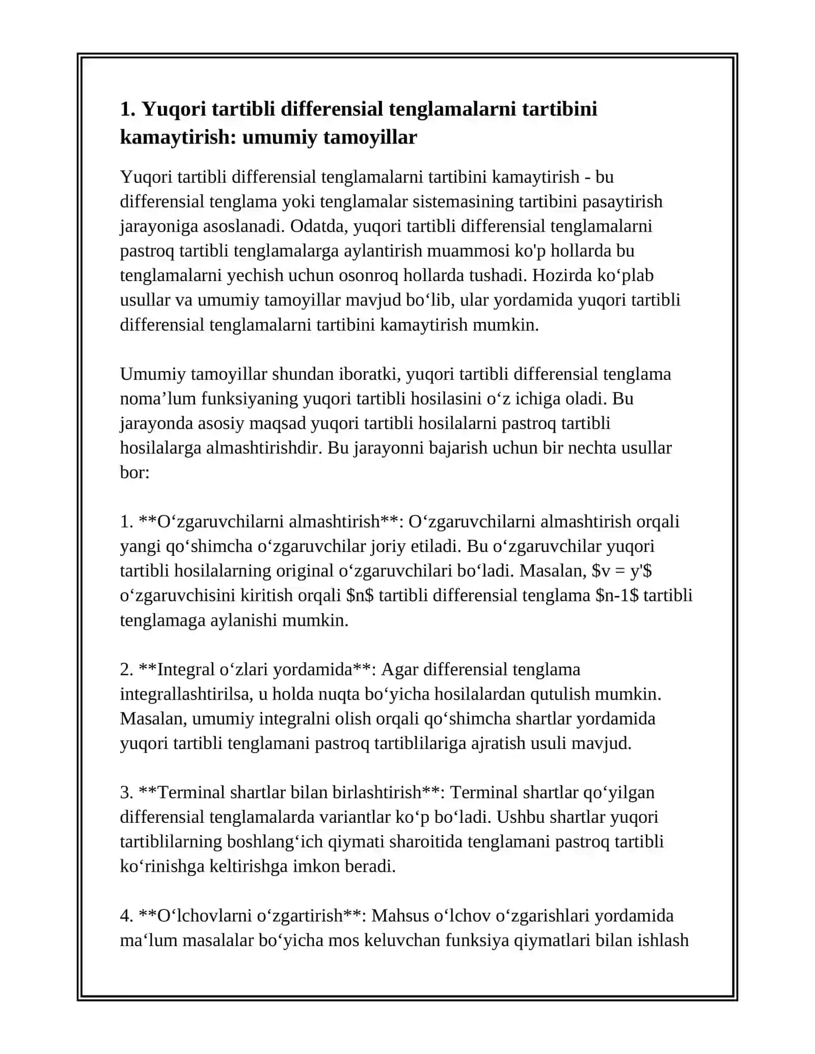 TARTIBI PASAYADIGAN YUQORI TARTIBLI DIFFERENSIAL TENGLAMALAR 3