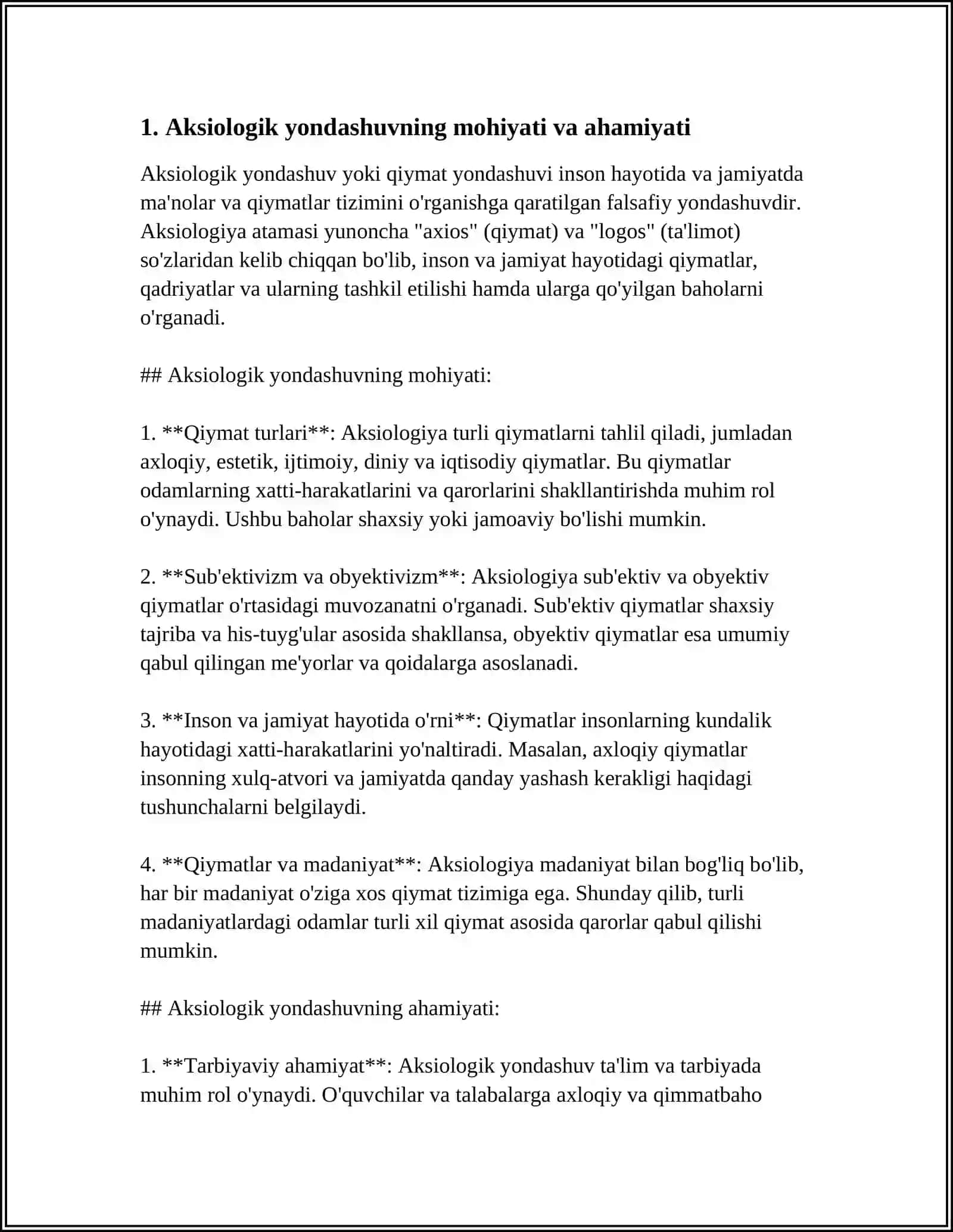 "TARBIYA "FANINI OʻQITISH JARAYONIGA AKSIOLOGIK, TEXNOLOGIK YONDASHUVLAR VA ULARGA TAVSIF 3