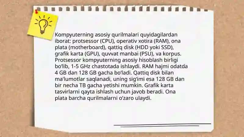 Kompyuterning asosiy va qoʻshimcha qurilmalari 3
