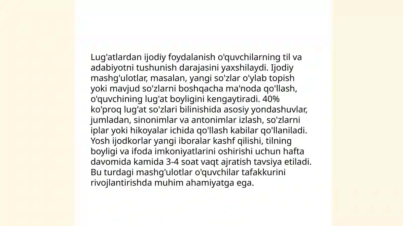 Oʻquvchilarning lugʻatlar bilan ishlash jarayonida kreativligini oshirish 3