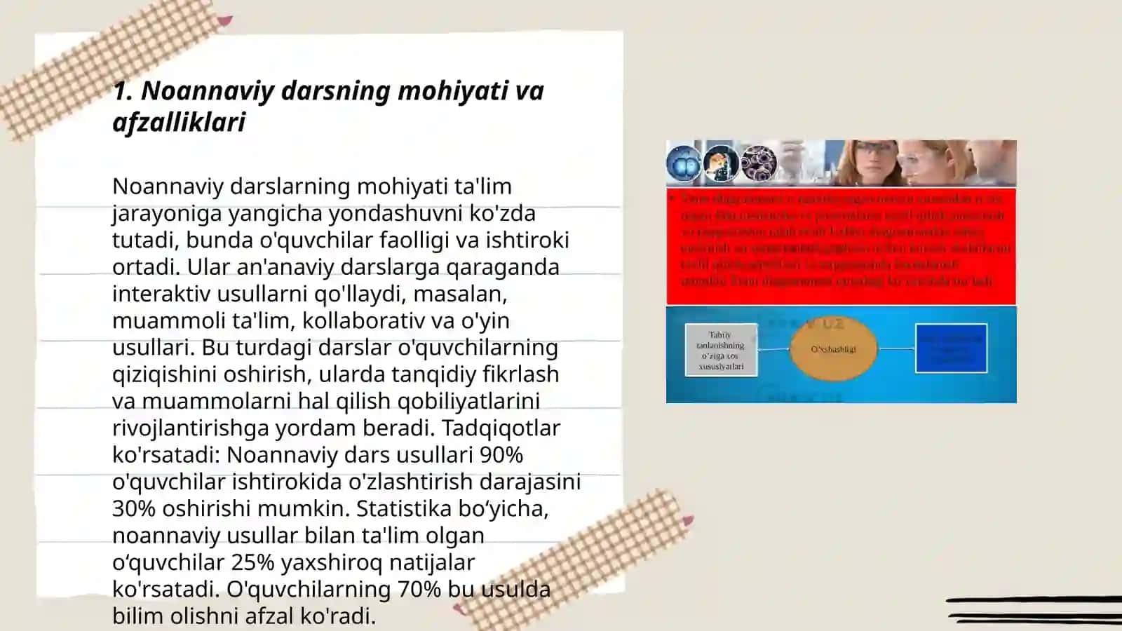Biologiyani oʻqitishda “Noannaviy dars” shaklidan foydalanish metodikasi 3