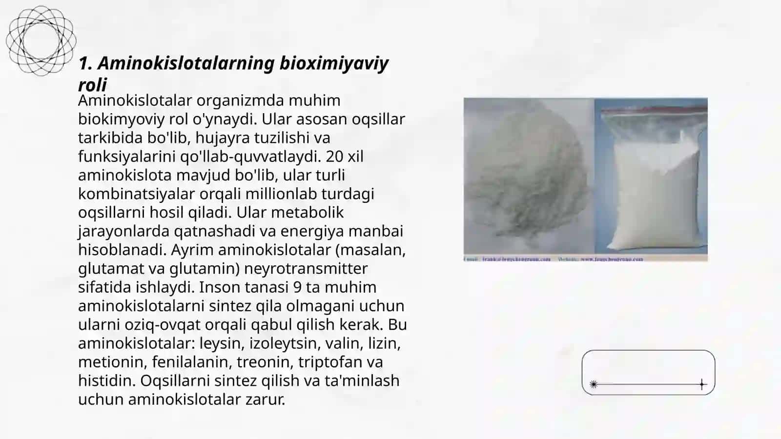 Aminokislotalar ishlab chiqarish 3
