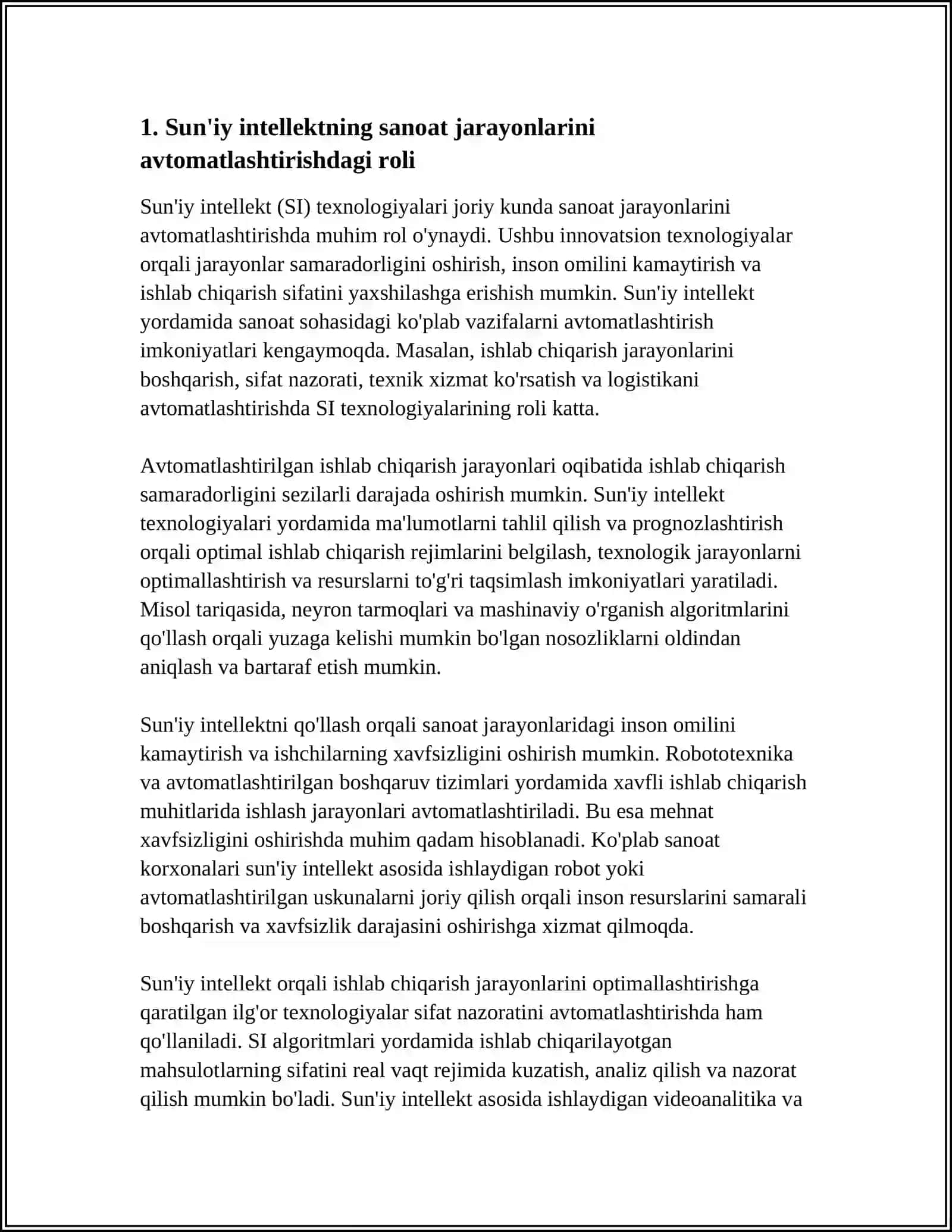 SUN’IY INTELLEKTDAN SANOAT OPERATSIYALARINI VA SANOAT XAVFSIZLIGINI AMALGA OSHIRISHDA FOYDALANISHI 3