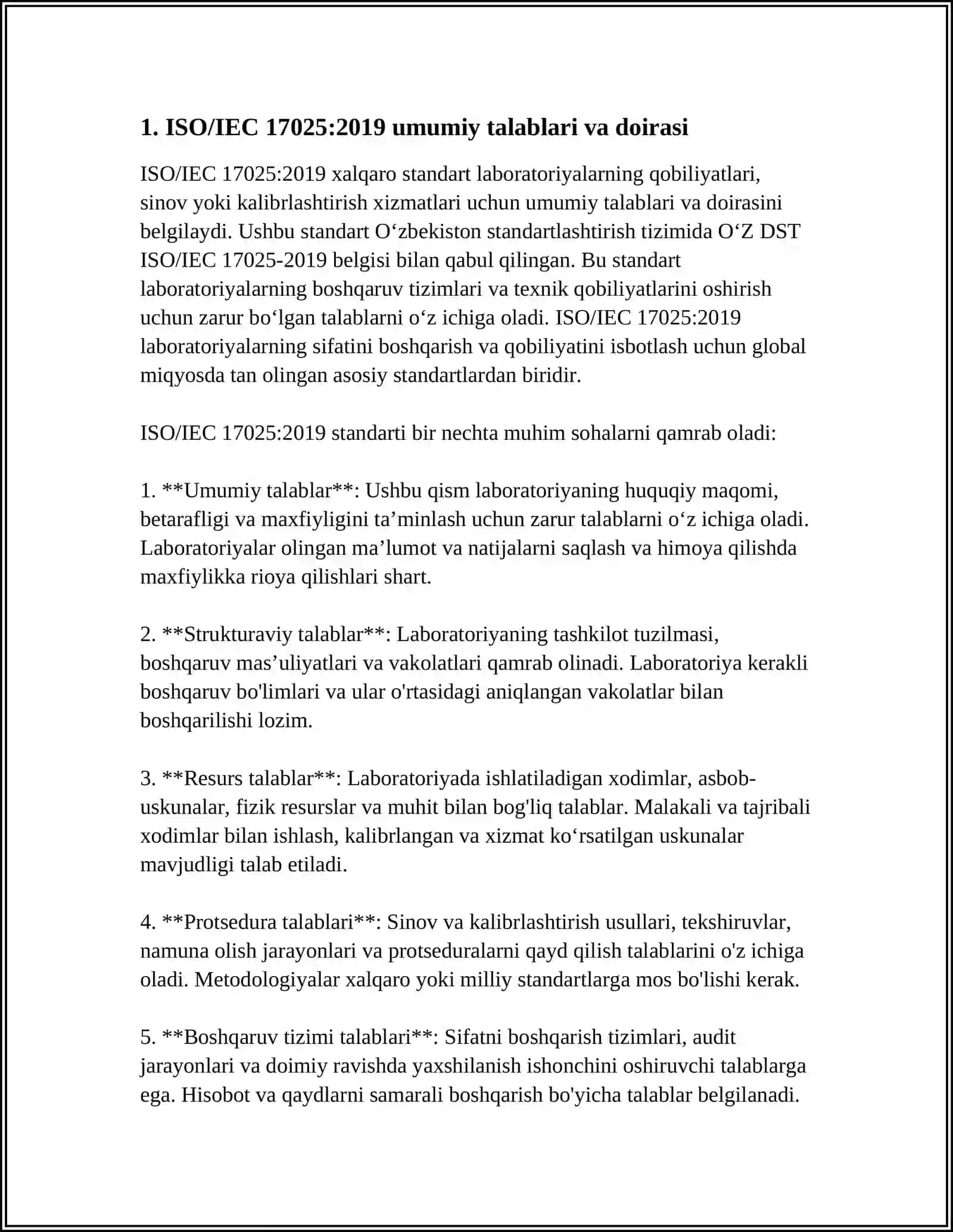 O´Z DST ISO/IEC 17025- 2019 STANDART TALABLARI 3